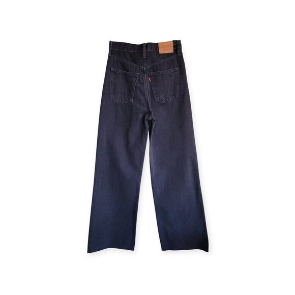 Levis Ribcage Wide Leg Jeans Black Size 25 Super High Rise Vintage Fit - Picture 6 of 16